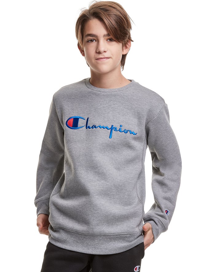 Champion Reverse Weave Fleece Crew Embroidered Logo Sweatshirt Jongens - DonkerGrijs - Belgie 6298HK